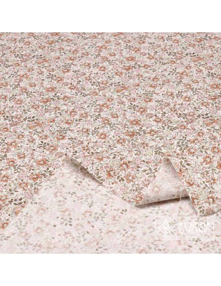 Viella Flores Liberty 100% Algodón | Topo, Caldera Y Celeste