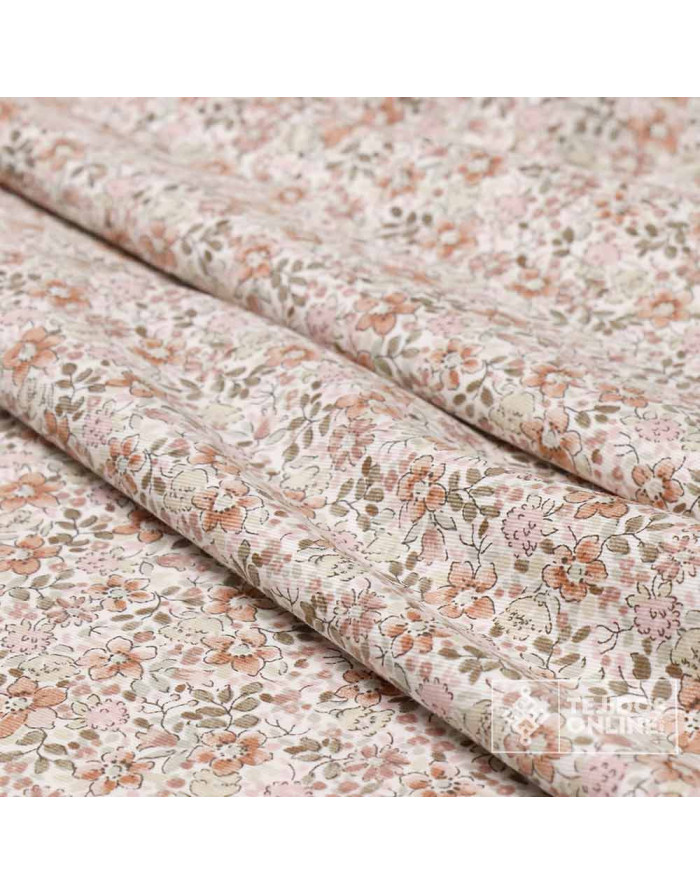 Viella Flores Liberty 100% Algodón | Topo, Caldera Y Celeste