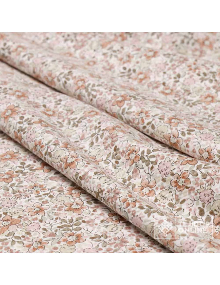 Viella Flores Liberty 100% Algodón | Topo, Caldera Y Celeste