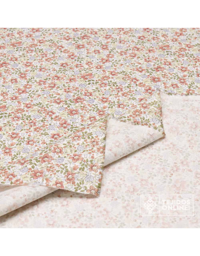 Viella Flores Liberty 100% Algodón | Topo, Caldera Y Celeste