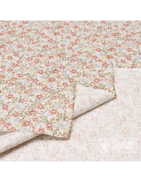 Viella Flores Liberty 100% Algodón | Topo, Caldera Y Celeste
