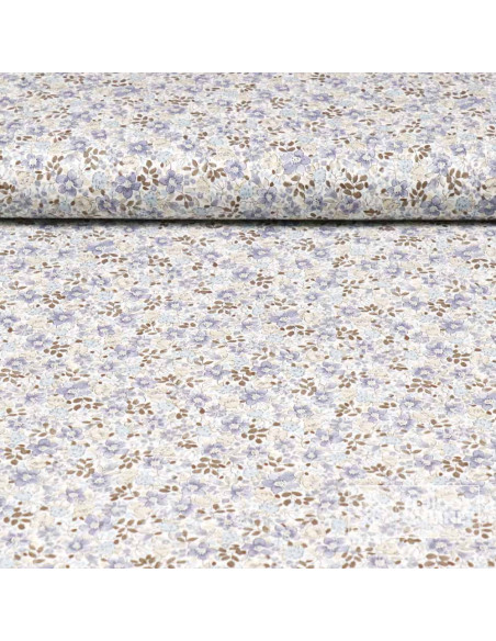 Viella Flores Liberty 100% Algodón | Topo, Caldera Y Celeste