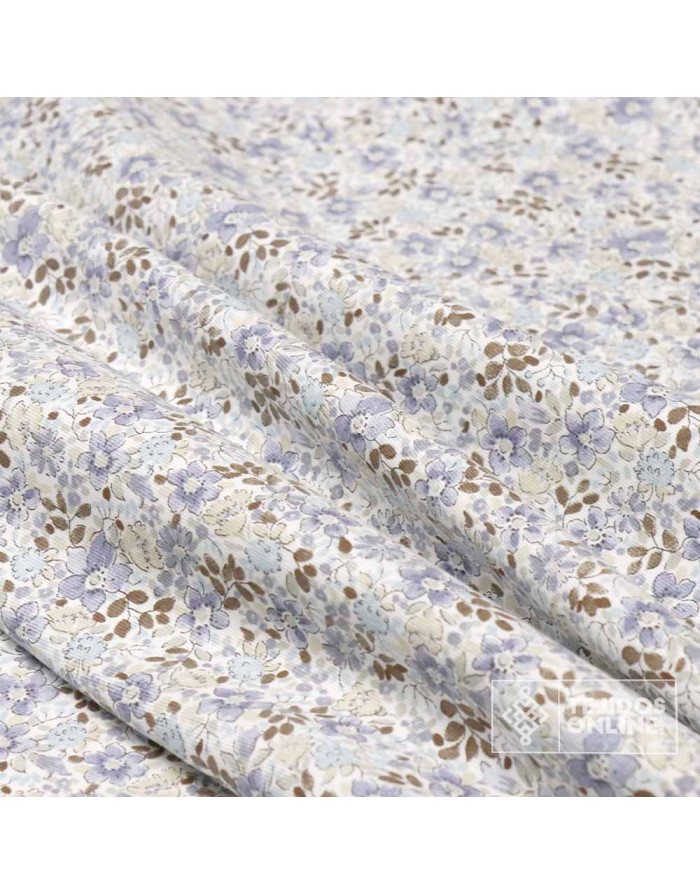 Viella Flores Liberty 100% Algodón | Topo, Caldera Y Celeste