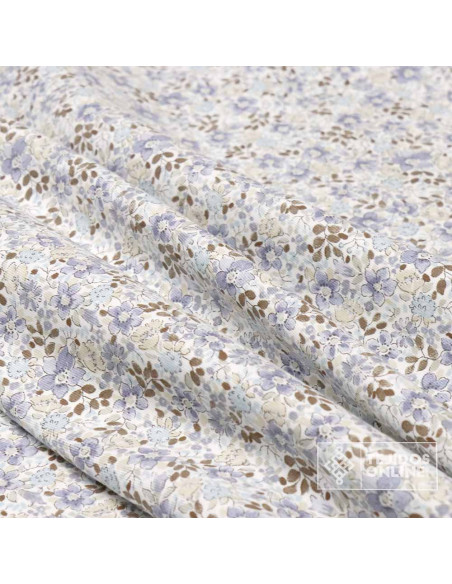 Viella Flores Liberty 100% Algodón | Topo, Caldera Y Celeste