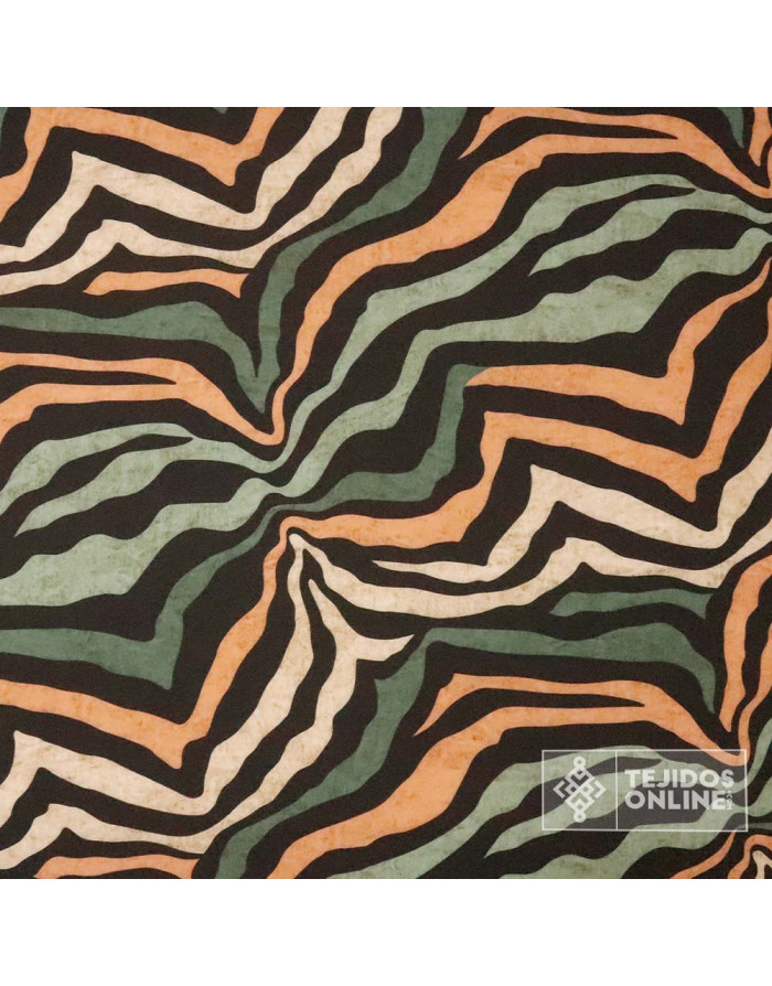 Crep Lycra Animal Print Caldera Y Verde | Tejido Elástico - Imagen 3