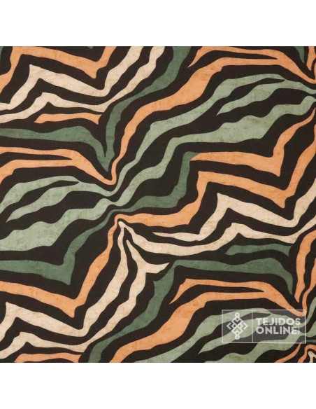 Crep Lycra Animal Print Caldera Y Verde | Tejido Elástico - Imagen 3