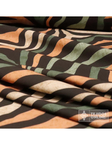 Crep Lycra Animal Print Caldera Y Verde | Tejido Elástico - Imagen 4