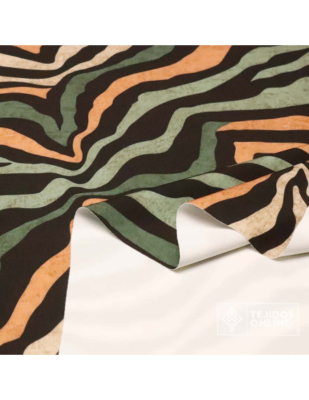 Crep Lycra Animal Print Caldera Y Verde | Tejido Elástico - Imagen 2