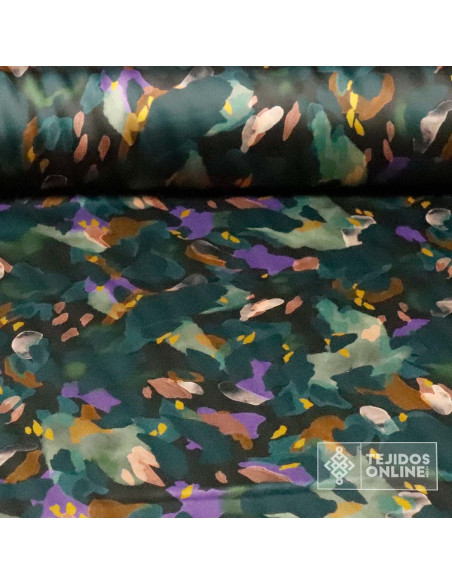 Crep Seda Raso Lycra Estampado Multicolor | Tejido De Vestir - Imagen 1