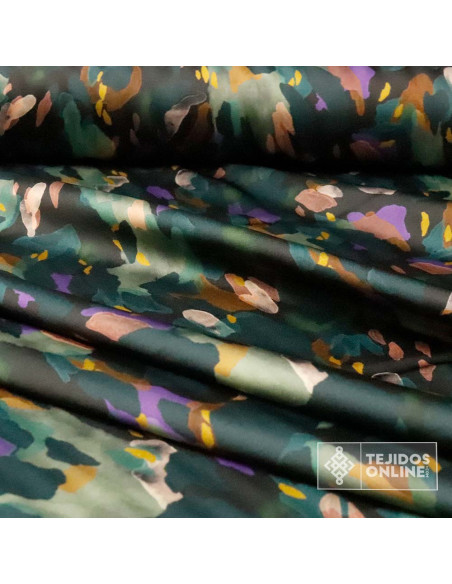 Crep Seda Raso Lycra Estampado Multicolor | Tejido De Vestir - Imagen 3