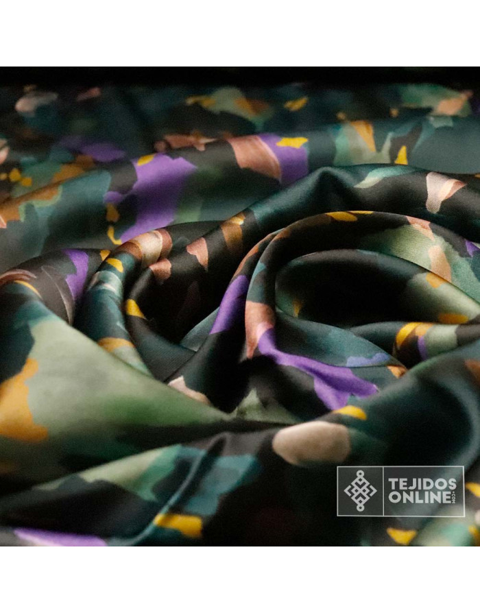 Crep Seda Raso Lycra Estampado Multicolor | Tejido De Vestir - Imagen 4