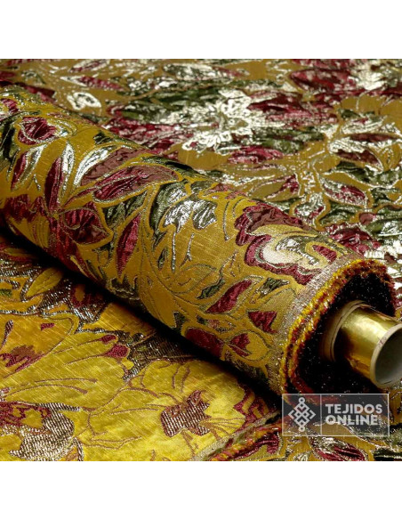 Jacquard Brocado Oro Viejo Metalizado - Telas de Moda - Imagen 3