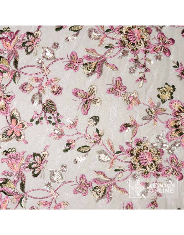 Tela de Tul Lentejuelas Malva y Lilas - Telas para Bodas - Imagen 3