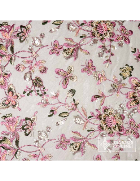 Tela de Tul Lentejuelas Malva y Lilas - Telas para Bodas - Imagen 3