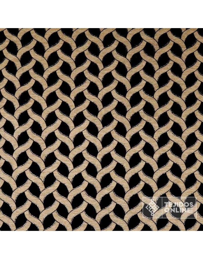 Tela Punto Eslavon Camel Lurex Plata - Venta de Telas Online - Imagen 3