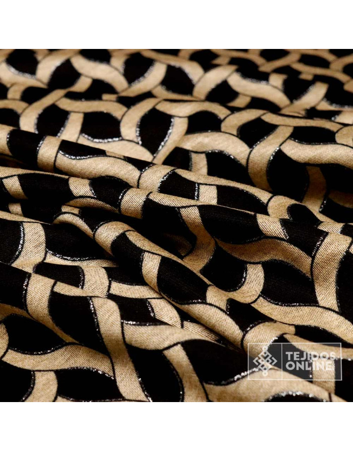 Tela Punto Eslavon Camel Lurex Plata - Venta de Telas Online - Imagen 2