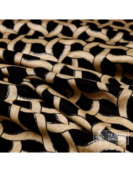 Tela Punto Eslavon Camel Lurex Plata - Venta de Telas Online - Imagen 2