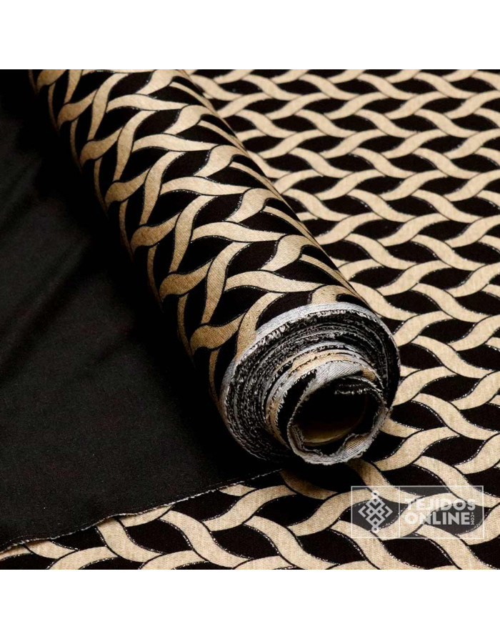 Tela Punto Eslavon Camel Lurex Plata - Venta de Telas Online - Imagen 4