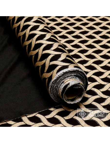 Tela Punto Eslavon Camel Lurex Plata - Venta de Telas Online - Imagen 4