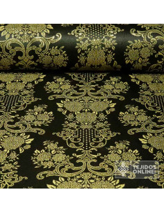 Brocado Negro con Dorado Almería - Telas Online