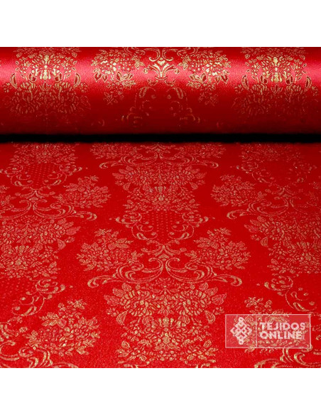 Brocado Burdeos con Dorado Almería - Telas para Semana Santa - Imagen 1