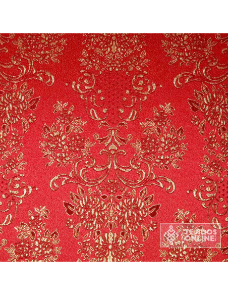 Brocado Burdeos con Dorado Almería - Telas para Semana Santa - Imagen 2