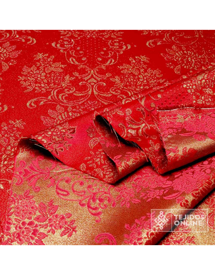 Brocado Burdeos con Dorado Almería - Telas para Semana Santa - Imagen 3