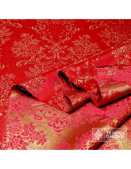 Brocado Burdeos con Dorado Almería - Telas para Semana Santa - Imagen 3
