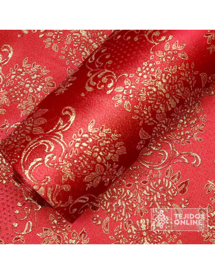 Brocado Burdeos con Dorado Almería - Telas para Semana Santa - Imagen 4