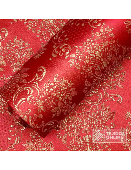 Brocado Burdeos con Dorado Almería - Telas para Semana Santa - Imagen 4