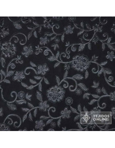 Tela Mantón de Manila Negra Ramo - Tela Mantón de Manila 2