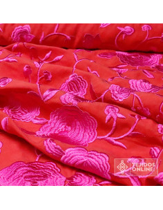 Tela Mantón de Manila Roja Fucsia - Tela Mantón de Manila 2