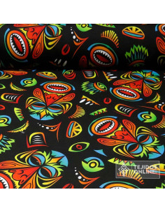 Tela Mascaras Tribu Tiki - Telas para Carnaval - Telas de Disfraces