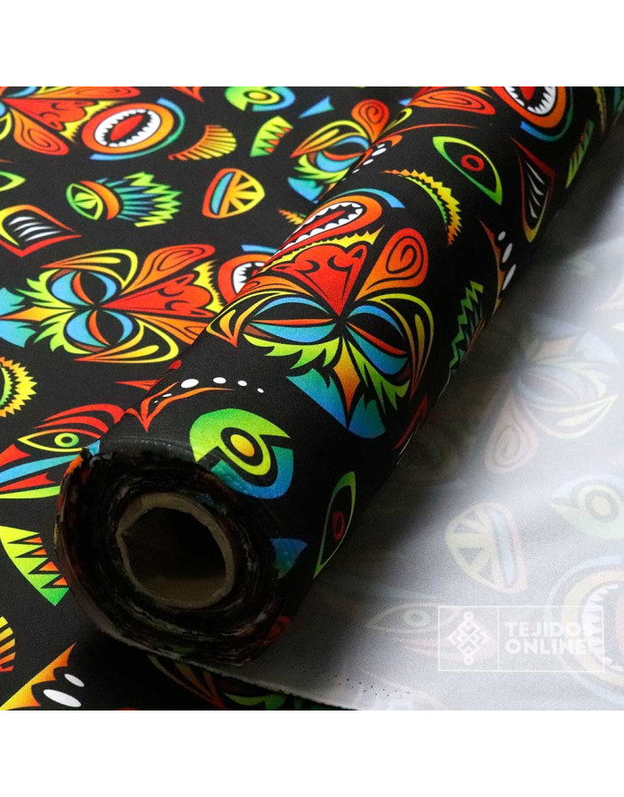 Tela Mascaras Tribu Tiki - Telas para Carnaval - Telas de Disfraces - Imagen 4
