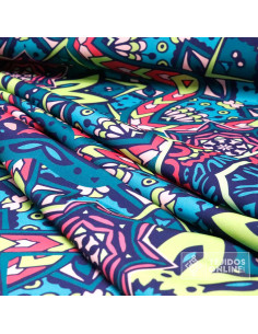 Tela Stretch Mandala Aguamarina y Pistacho | Telas Carnaval 2