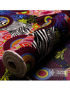 Tela Stretch Mandalas Tribal Multicolor | Telas de Carnaval y Fantasía 2