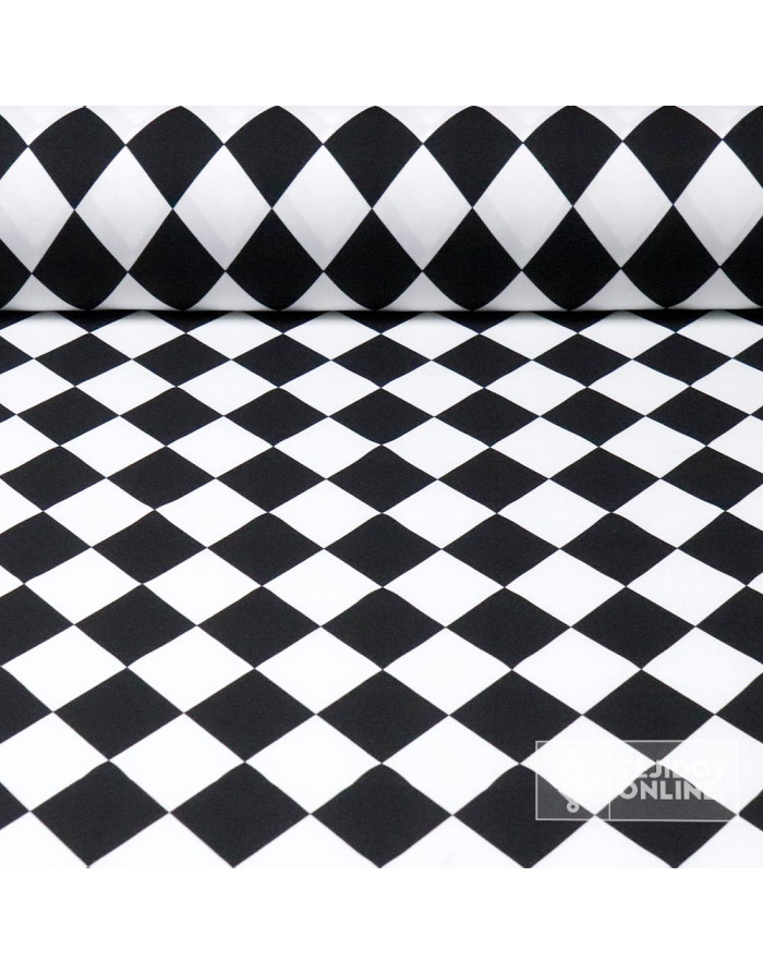 Tela Rombos Blancos y Negros - Telas para Payasos - Arlequín - Imagen 1