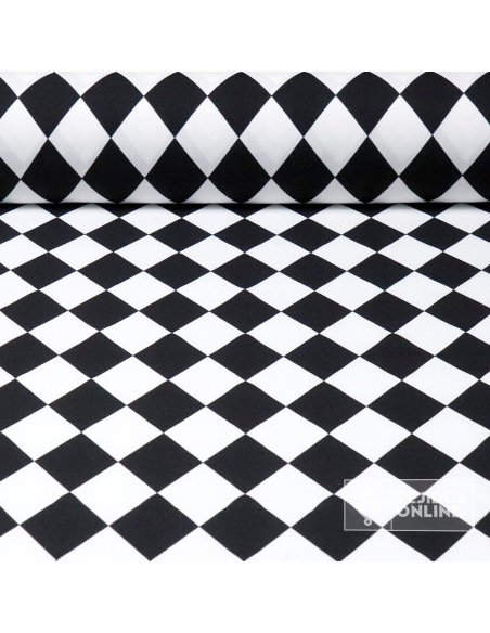 Tela Rombos Blancos y Negros - Telas para Payasos - Arlequín - Imagen 1