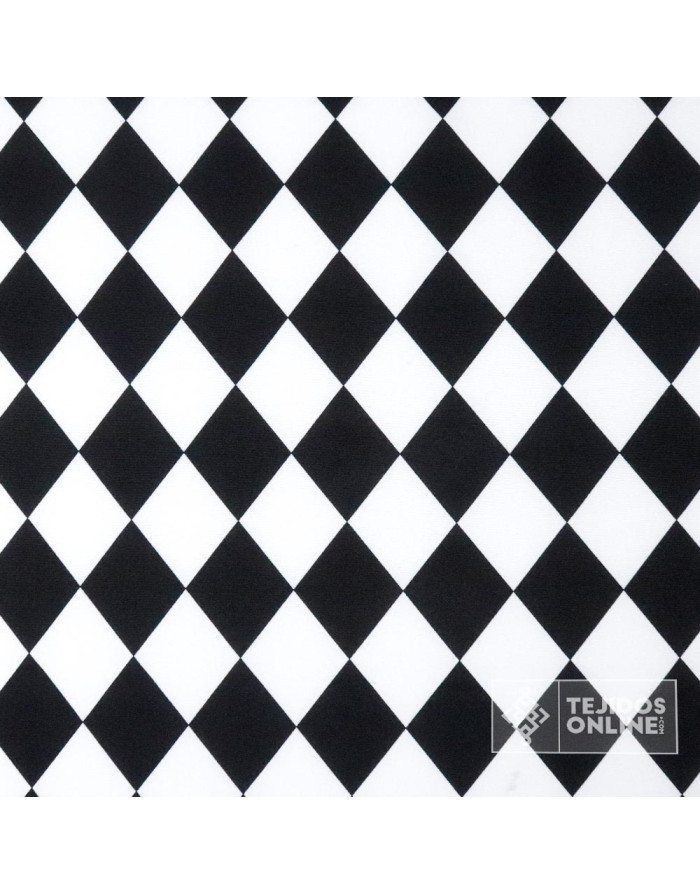 Tela Rombos Blancos y Negros - Telas para Payasos - Arlequín - Imagen 3