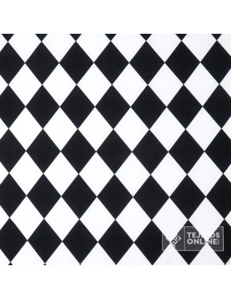 Tela Rombos Blancos y Negros - Telas para Payasos - Arlequín - Imagen 3