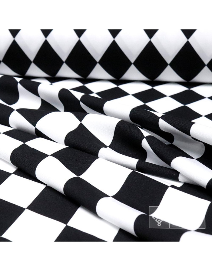 Tela Rombos Blancos y Negros - Telas para Payasos - Arlequín - Imagen 2