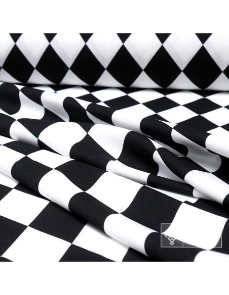 Tela Rombos Blancos y Negros - Telas para Payasos - Arlequín - Imagen 2