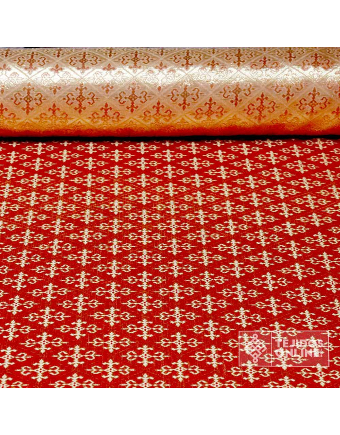 Tela Reyes Magos Brocado Fucsia - Tela Reyes Magos Brocado Rojo - Imagen 1