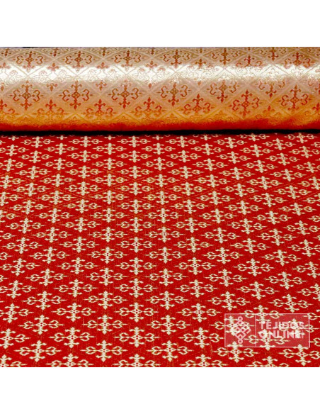 Tela Reyes Magos Brocado Fucsia - Tela Reyes Magos Brocado Rojo - Imagen 1