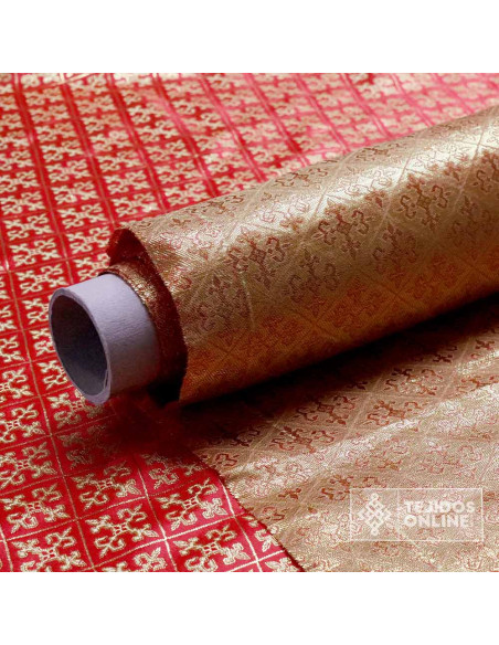 Tela Reyes Magos Brocado Fucsia - Tela Reyes Magos Brocado Rojo - Imagen 4