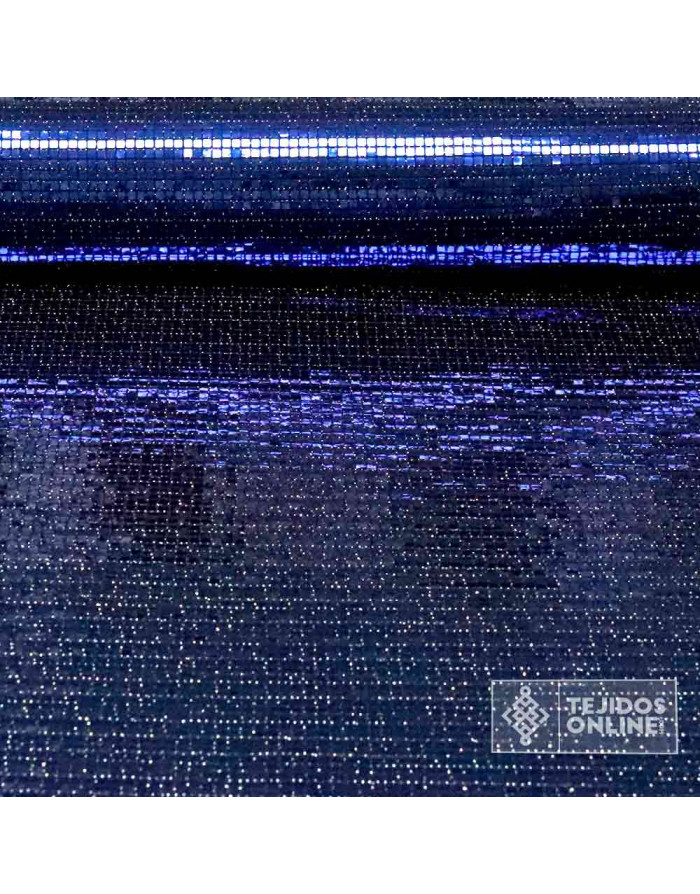 Tela Punto Fantasía Cuadros Azul Añil y Negra - Ideal para Eventos - Imagen 1