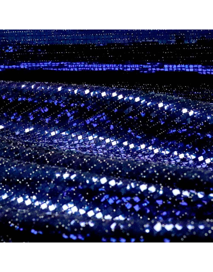 Tela Punto Fantasía Cuadros Azul Añil y Negra - Ideal para Eventos - Imagen 2