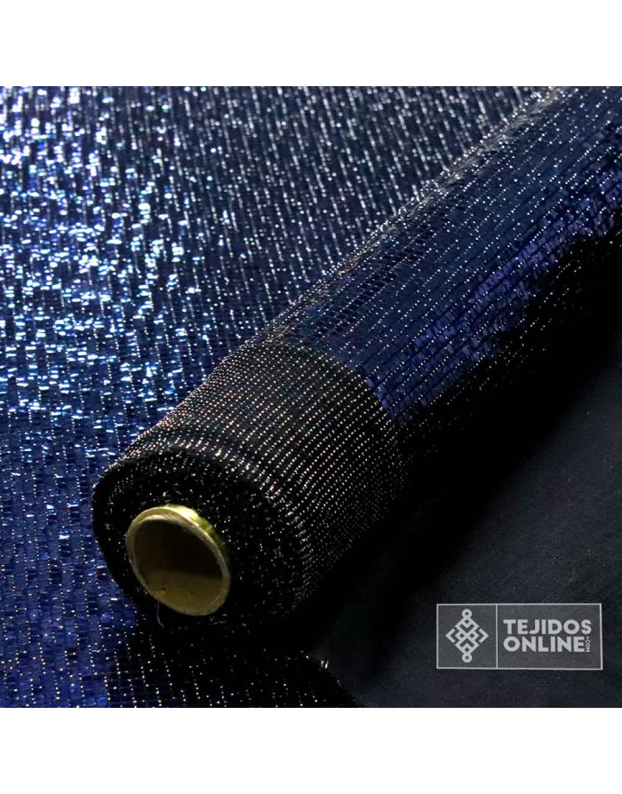 Tela Punto Fantasía Cuadros Azul Añil y Negra - Ideal para Eventos - Imagen 3