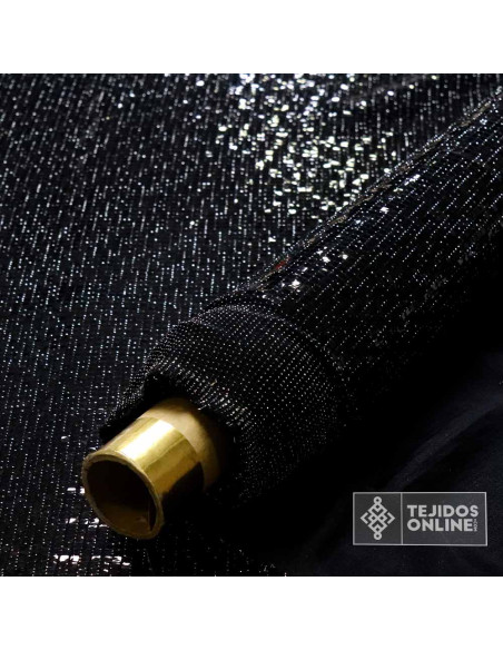 Tela Punto Fantasía Cuadros Azul Añil y Negra - Ideal para Eventos - Imagen 2