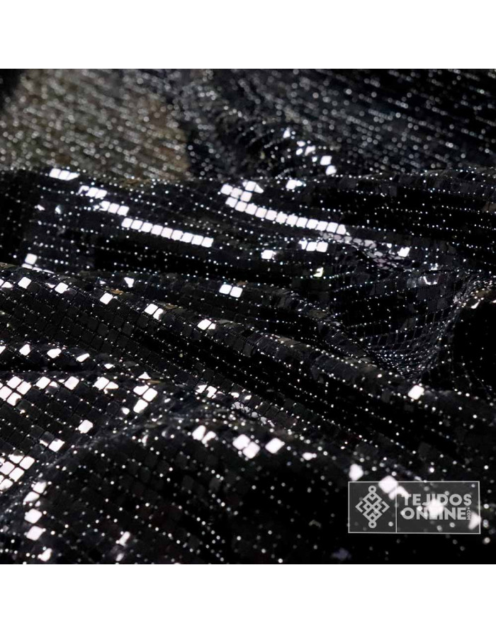 Tela Punto Fantasía Cuadros Azul Añil y Negra - Ideal para Eventos - Imagen 3